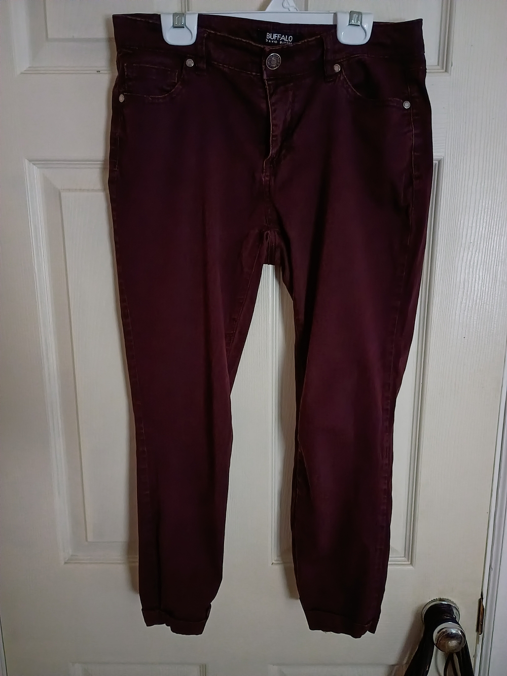 Buffalo David Bitton Slim Jeans in Deep Burgundy - Picture 3 of 6
